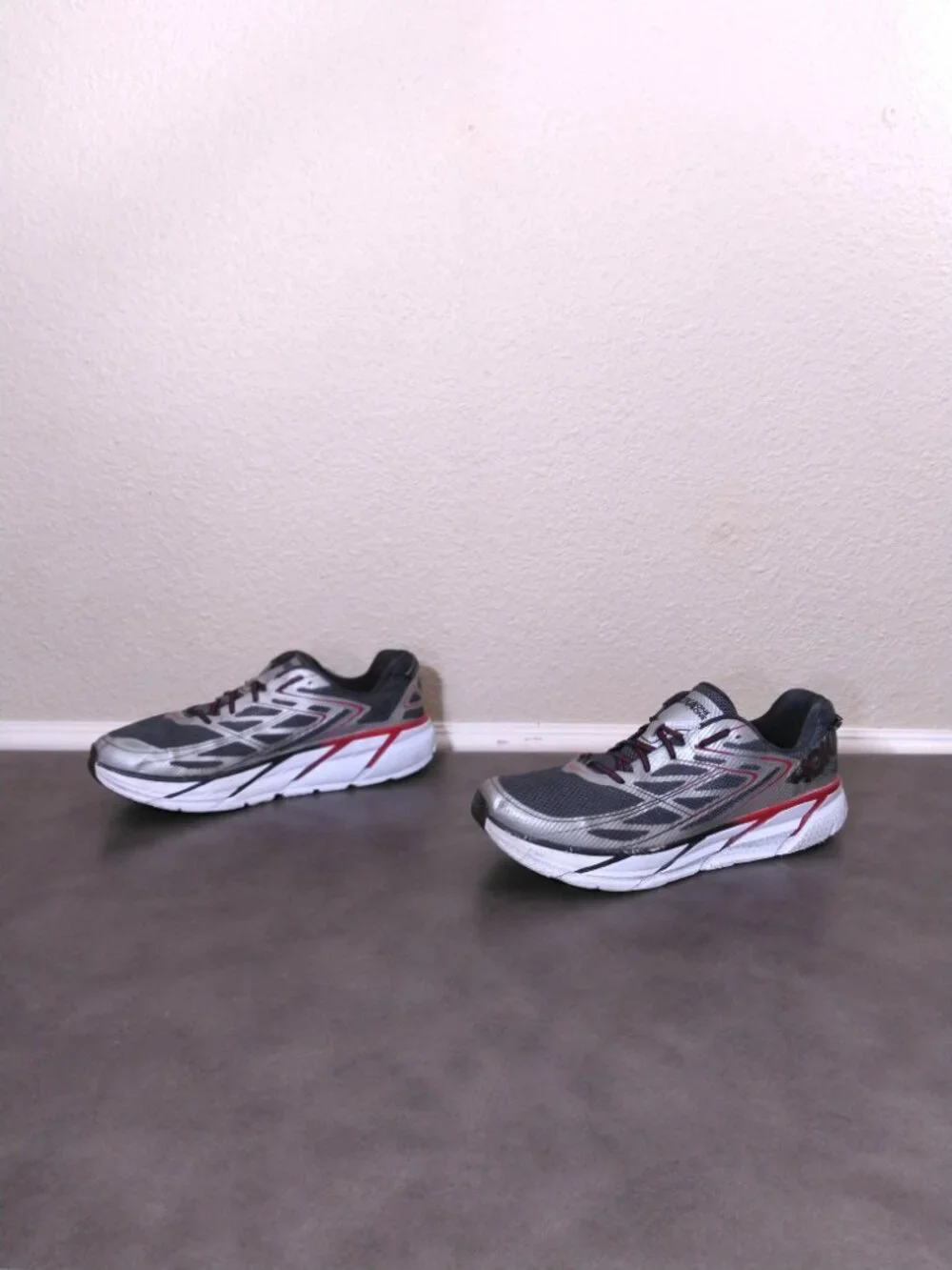 HOKA Clifton 3 Shoes Mens SIZE 14 Silver FORMULA ONE 1012046 SFON Running GYM